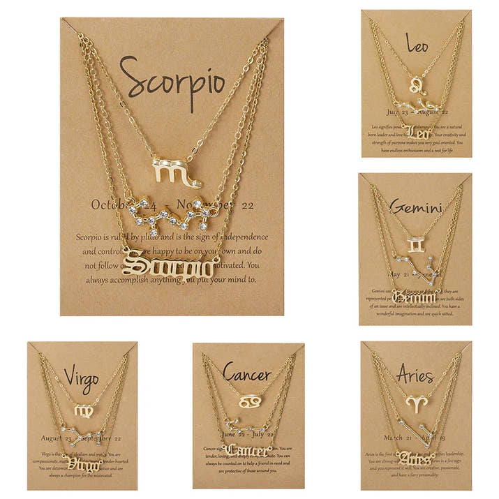 Juego de 3 Collares del Zodíaco
