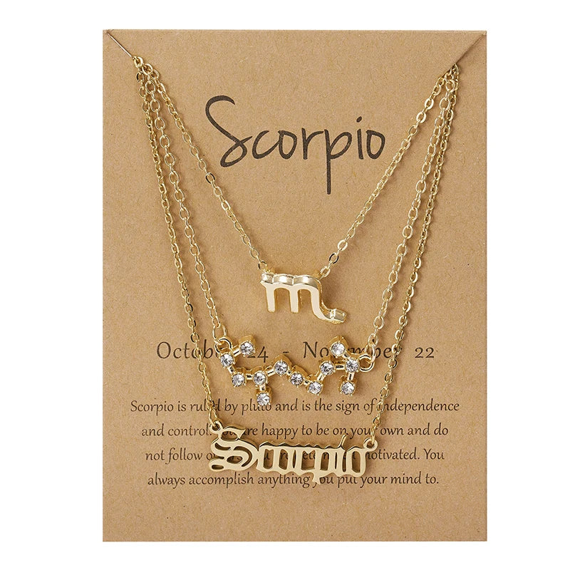 Juego de 3 Collares del Zodíaco